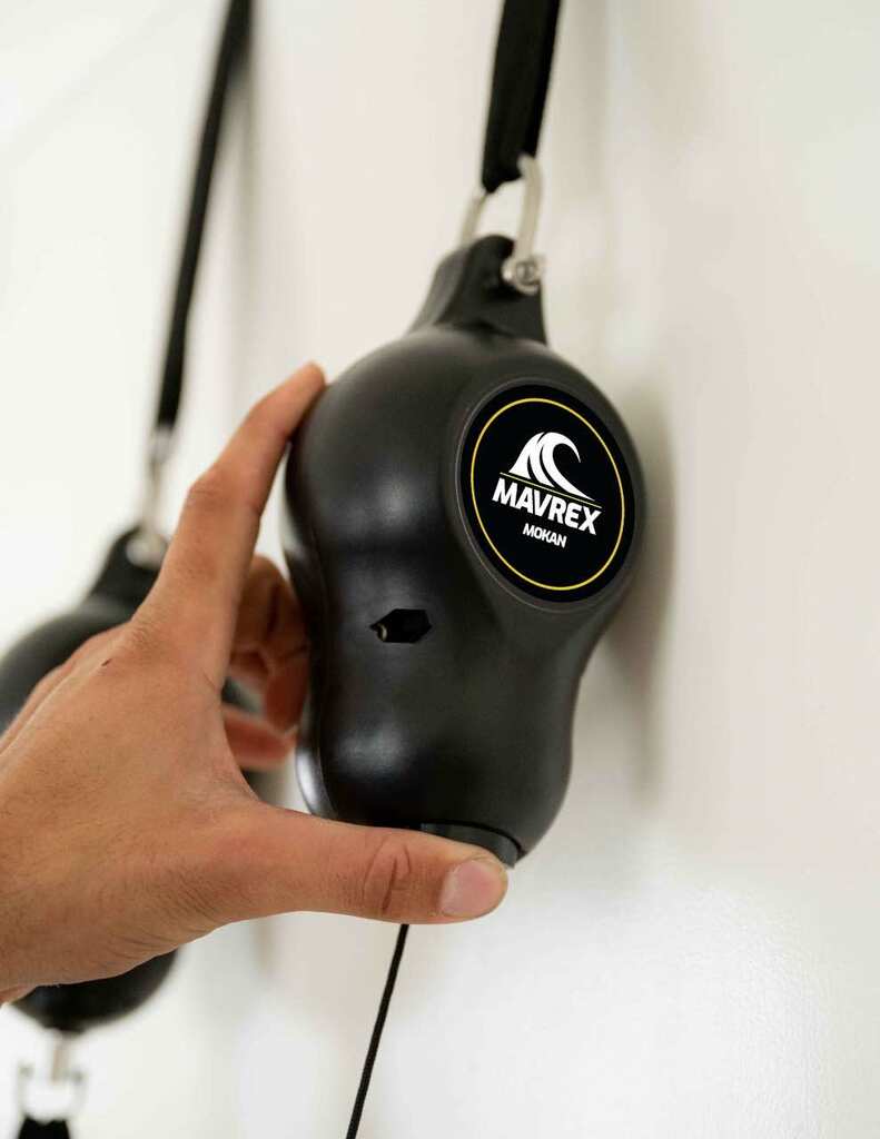 mokan Mavrex on door with hand on adjuster button